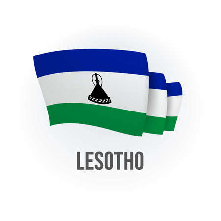 Vector flag of Lesotho. Lesothan waving flag. Vector illustration.のイラスト素材