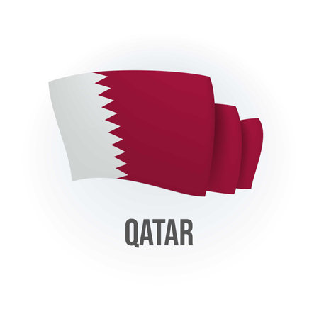 Vector flag of Qatar. Qatari waving flag. Vector illustration.のイラスト素材