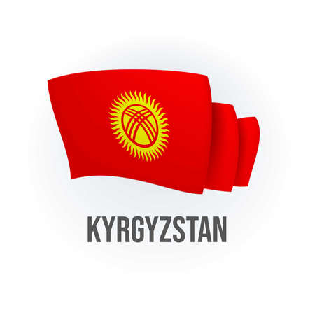 Vector flag of Kyrgyzstan. Kyrgyz waving flag. Vector illustration.のイラスト素材