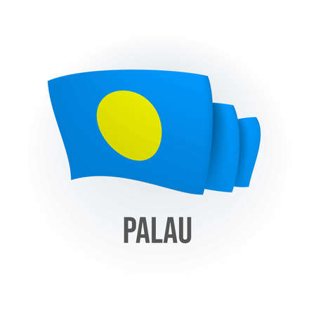 Vector flag of Palau. Palauan waving flag. Vector illustration.のイラスト素材
