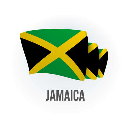 Vector flag of Jamaica. Jamaican waving flag. Vector illustration.のイラスト素材