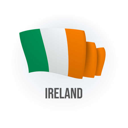 Vector flag of Ireland. Irish waving flag. Vector illustration.のイラスト素材