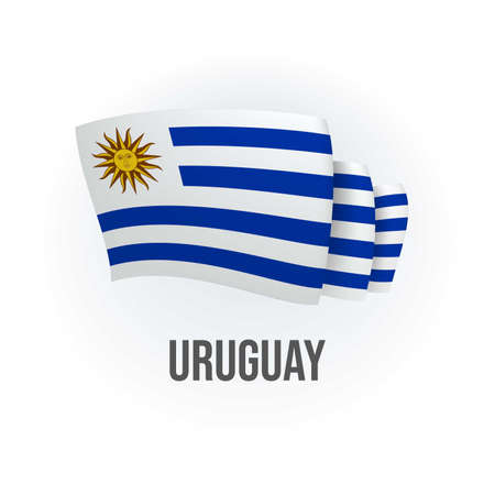 Vector flag of Uruguay. Uruguayan waving flag. Vector illustration.のイラスト素材