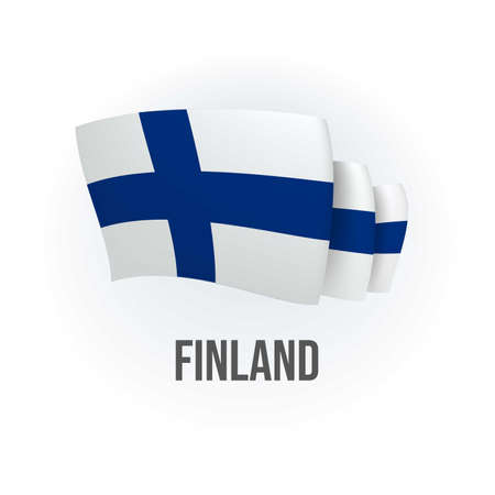 Vector flag of Finland. Finnish waving flag. Vector illustration.のイラスト素材