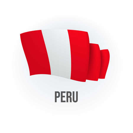 Vector flag of Peru. Peruvian waving flag. Vector illustration.のイラスト素材