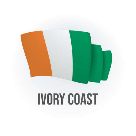 Vector flag of Ivory Coast. Ivorian waving flag. Vector illustration.のイラスト素材