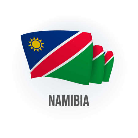 Vector flag of Namibia. Namibian waving flag. Vector illustration.のイラスト素材