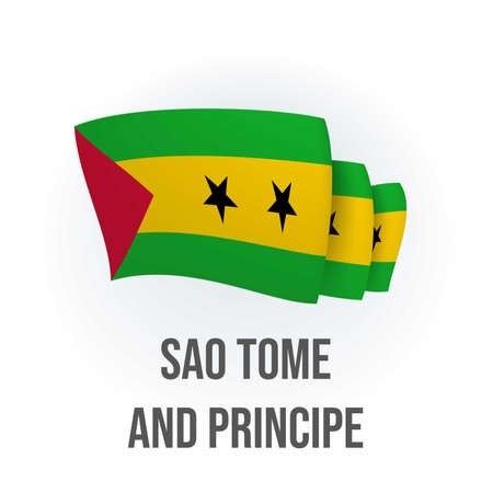 Vector flag of Sao Tome and Principe. Santomean waving flag. Vector illustration.のイラスト素材