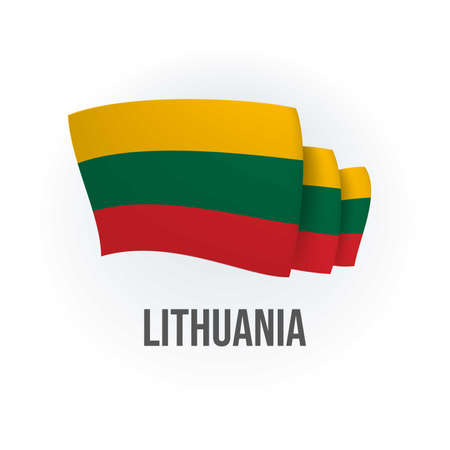 Vector flag of Lithuania. Lithuanian waving flag. Vector illustration.のイラスト素材