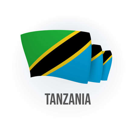 Vector flag of Tanzania. Tanzanian waving flag. Vector illustration.のイラスト素材