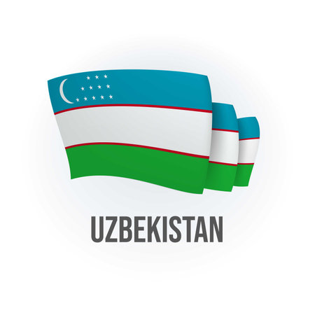 Vector flag of Uzbekistan. Uzbekistani waving flag. Vector illustration.のイラスト素材