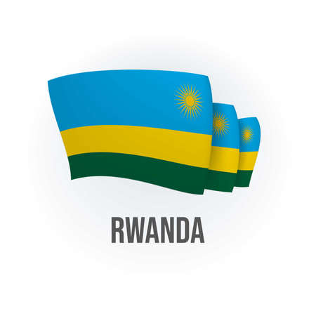 Vector flag of Rwanda. Rwandan waving flag. Vector illustration.のイラスト素材