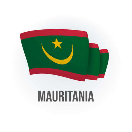 Vector flag of Mauritania. Mauritanian waving flag. Vector illustration.のイラスト素材
