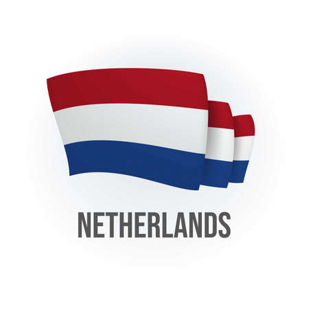 Vector flag of Netherlands. Dutch waving flag. Vector illustration.のイラスト素材