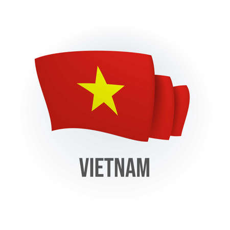 Vector flag of Vietnam. Vietnamese waving flag. Vector illustration.のイラスト素材
