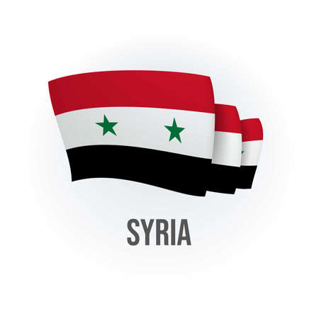 Vector flag of Syria. Syrian waving flag. Vector illustration.のイラスト素材