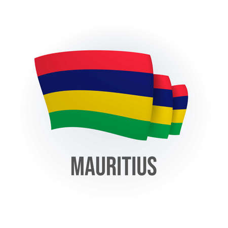 Vector flag of Mauritius. Mauritian waving flag. Vector illustration.のイラスト素材
