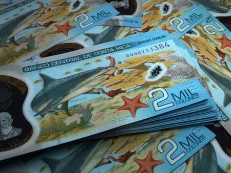 Money of Costa Rica. Costa Rican colon bills. CRC banknotes. 2000 colones. Business, finance, news background.の写真素材