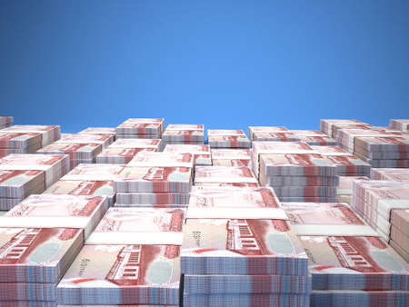 Money of Bahrain. Dinar bills. BHD banknotes. 1 Arabic. Business, finance, news background. 3d illustration.の写真素材