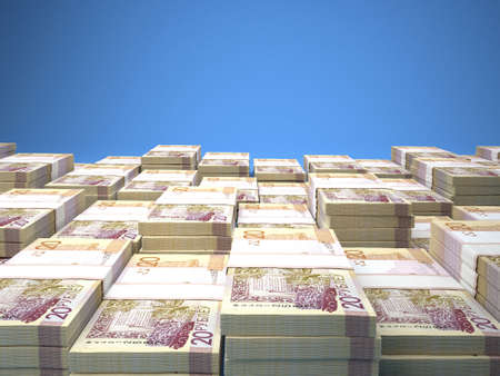 Money of Belarus. Belarusian ruble bills. BYN banknotes. 20 Belarusian. Business, finance, news background. 3d illustration.の写真素材