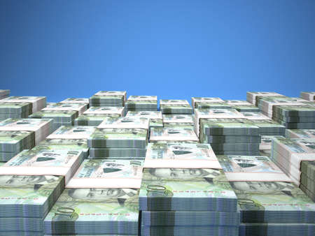 Money of Botswana. Pula bills. BWP banknotes. 10 English. Business, finance, news background. 3d illustration.の写真素材