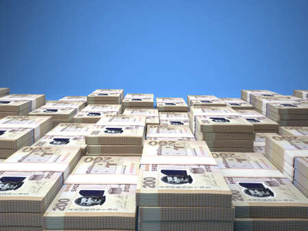 Money of Albania. Lek bills. ALL banknotes. 200 Albanian. Business, finance, news background. 3d illustration.の写真素材