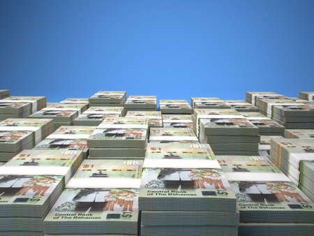 Money of Bahamas. Bahamas dollar bills. BSD banknotes. 20 dollars. Business, finance, news background. 3d illustration.の写真素材