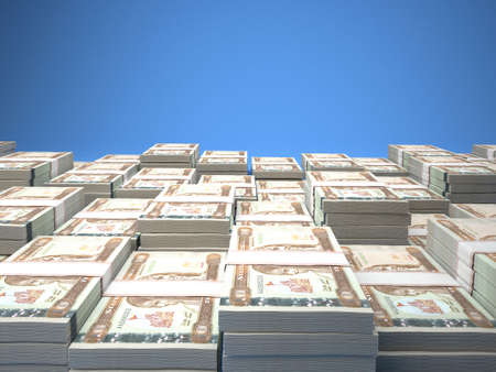 Money of Eritrea. Nakfa bills. ERN banknotes. 10 Afar. Business, finance, news background. 3d illustration.の写真素材