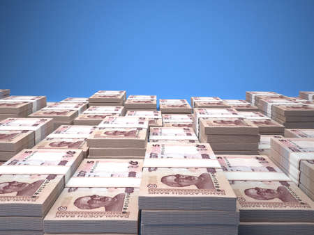 Money of Bangladesh. Taka bills. BDT banknotes. 5 Bengali. Business, finance, news background. 3d illustration.の写真素材