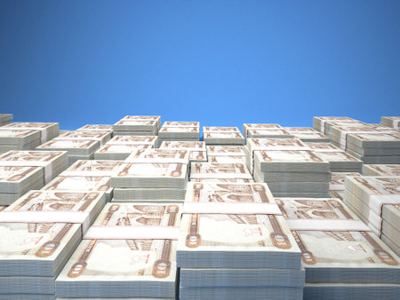 Money of Eritrea. Nakfa bills. ERN banknotes. 10 Afar. Business, finance, news background. 3d illustration.の写真素材