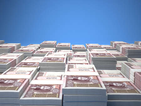 Money of Mongolia. Mongolian tugrik bills. MNT banknotes. 20 togrog. Business, finance, news background. 3d illustration.の写真素材