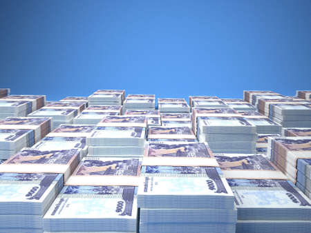 Money of Cambodia. Riels bills. KHR banknotes. 1000 Khmer. Business, finance, news background. 3d illustration.の写真素材