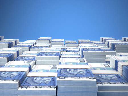 Money of Kyrgyzstan. Som bills. KGS banknotes. 100 Kirghiz. Business, finance, news background. 3d illustration.の写真素材