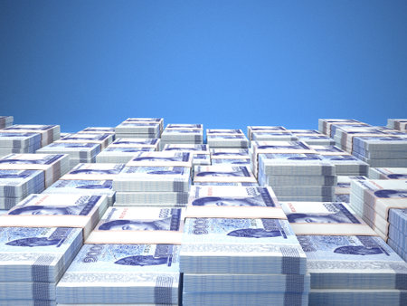 Money of Cambodia. Riels bills. KHR banknotes. 1000 Khmer. Business, finance, news background. 3d illustration.の写真素材