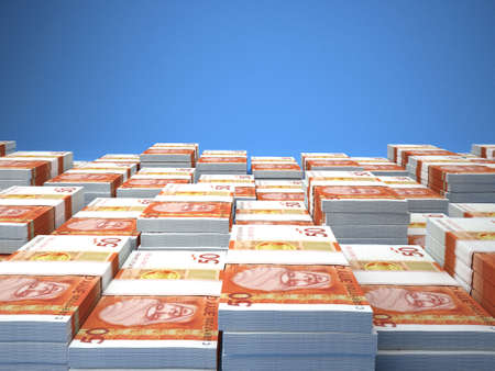 Money of Kyrgyzstan. Som bills. KGS banknotes. 50 Kirghiz. Business, finance, news background. 3d illustration.の写真素材