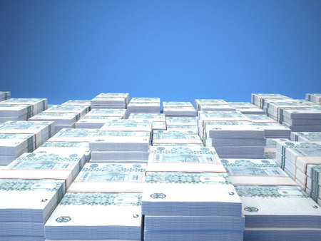 Money of Moldova. Leu bills. MDL banknotes. 5 Gagauz. Business, finance, news background. 3d illustration.の写真素材