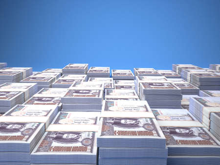 Money of Mongolia. Mongolian tugrik bills. MNT banknotes. 100 togrog. Business, finance, news background. 3d illustration.の写真素材