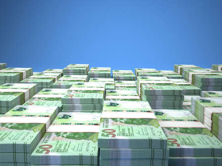 Money of Hong Kong. Hong Kong dollar bills. HKDHSBC banknotes. 50 dollars. Business, finance, news background. 3d illustration.の写真素材