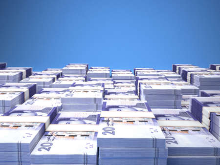 Money of Morocco. Dirham bills. MAD banknotes. 20 Arabic. Business, finance, news background. 3d illustration.の写真素材