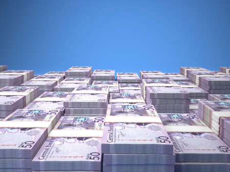 Money of Lesotho. Loti bills. LSL banknotes. 50 English. Business, finance, news background. 3d illustration.の写真素材