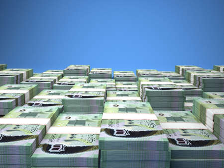 Money of Mauritania. Ouguiya bills. MRU banknotes. 100 Arabic. Business, finance, news background. 3d illustration.の写真素材