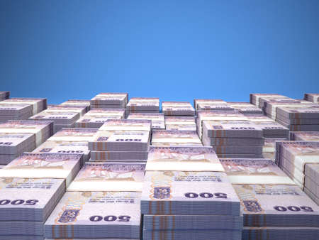 Money of Sri Lanka. Rupee bills. LKR banknotes. 500 Sinhala. Business, finance, news background. 3d illustration.の写真素材