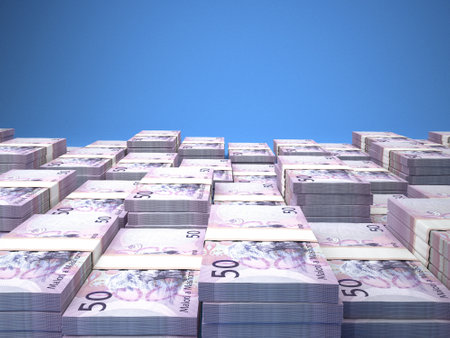 Money of Lesotho. Loti bills. LSL banknotes. 50 English. Business, finance, news background. 3d illustration.の写真素材