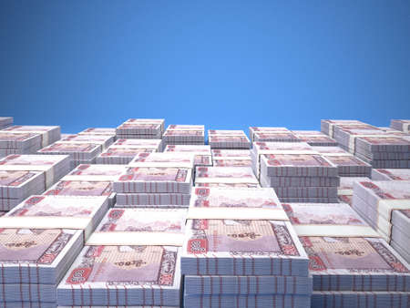 Money of Myanmar. Kyat bills. MMK banknotes. 500 Burmese. Business, finance, news background. 3d illustration.の写真素材