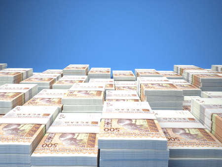 Money of West african franc. Franc bills. XOF banknotes. 500 French. Business, finance, news background. 3d illustration.の写真素材