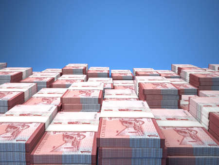 Money of Oman. Rial bills. OMR banknotes. 1 Arabic. Business, finance, news background. 3d illustration.の写真素材