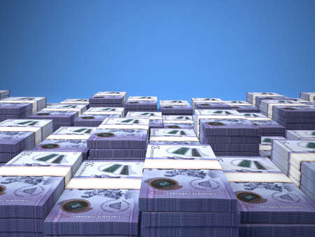 Money of Nicaragua. Cordoba bills. NIO banknotes. 50 Spanish. Business, finance, news background. 3d illustration.の写真素材