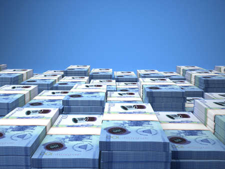 Money of Nicaragua. Cordoba bills. NIO banknotes. 100 Spanish. Business, finance, news background. 3d illustration.の写真素材