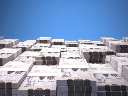 Money of Yemen. Rial bills. YER banknotes. 100 Arabic. Business, finance, news background. 3d illustration.の写真素材