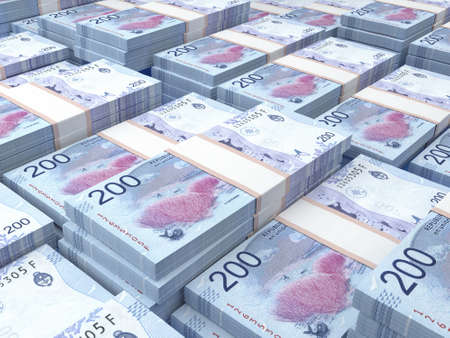 Money of Argentina. Argentine peso bills. ARS banknotes. 200 pesos. Business, finance, news background. 3d illustration.の写真素材